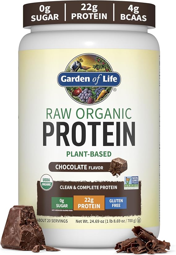 Garden of Life Raw Organic Protein Powder, Vegan, Chocolate, 20 Servings