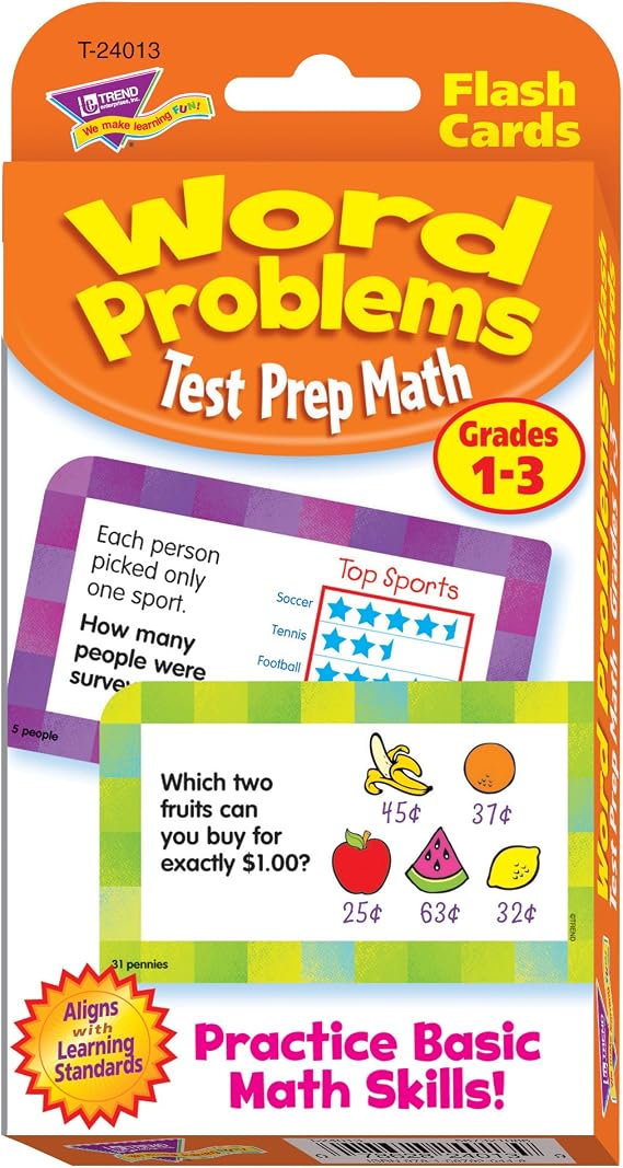 Test Prep Math Word Problems (Grades 1-3)Challenge Cards