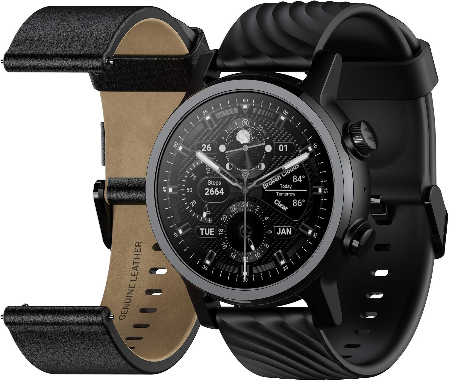 MOTO Motorola 360 3rd Gen Smartwatch - Stainless Steel Case With 20mm Bands, All-day Battery, WearOs Black, One Size, M360FS19-PB