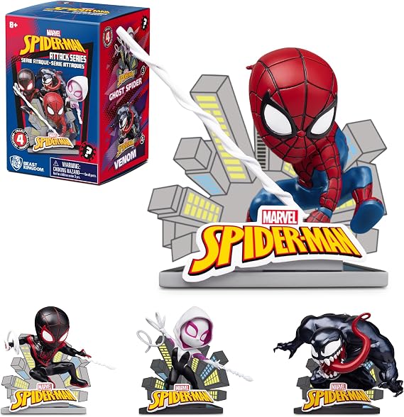YuMe Spider Man Attack Action Figure - 3.5" | Single Pack Collectible Toy in Box | Official Licensed Marvel Merchandise | Gift for Marvel Superhero Fans & Collectors | Collect the Set | Durable Vinyl