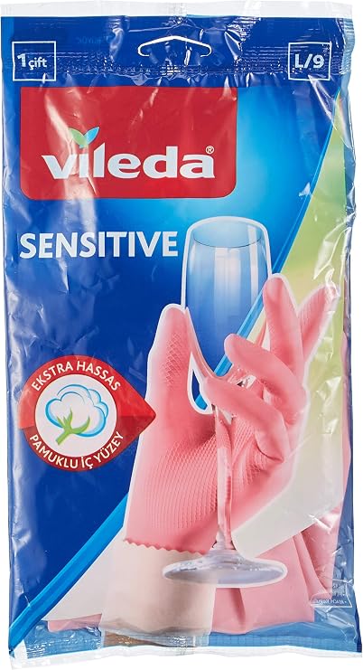 Vileda Candy Pink Sensitive Eldiven,%100 Doğal Lateks, L