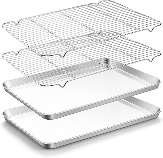 TeamFar Stainless Steel Baking Sheet with Rack Set, 20"x14"x1.2"