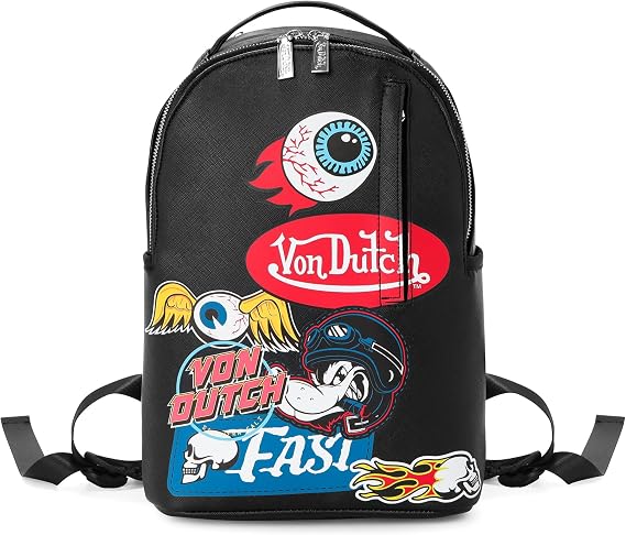 Von Dutch Small Backpack Stylish MultiPurpose Backpack (Flying Eye)