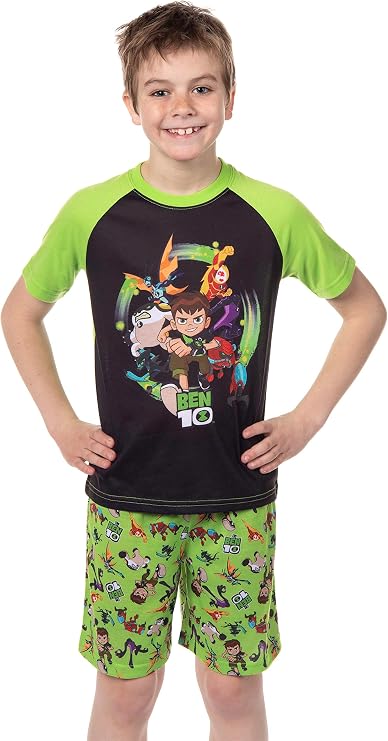 INTIMO Ben 10 Boys' Cartoon TV Series Omnitrix Characters Aliens Sleep Pajama Set Shorts
