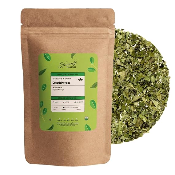 Heavenly Tea Leaves Organic Moringa Herbal Tea, Loose Leaf Herbal Tea, 4 Oz