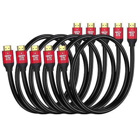 HDMI 2.0 Cable 5FT, 5-Pack, High Speed 18Gbps, 4K@60Hz