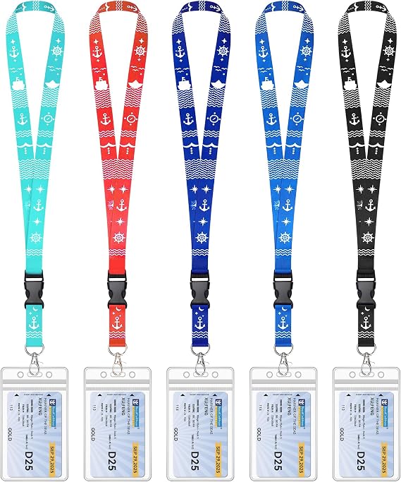 Teskyer 5 Pack Cruise Lanyards for Ship Cards with Clear ID Holder