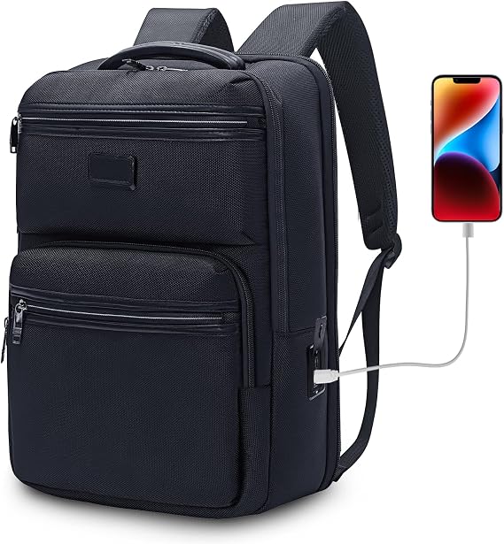 KINGSLONG Backpack Bookbag Daypack Business: Carry Back Pack Bag fit For 15.6 inch Laptop Computer for School College Travel Work Men Women Water Resistant Lightweight Black2