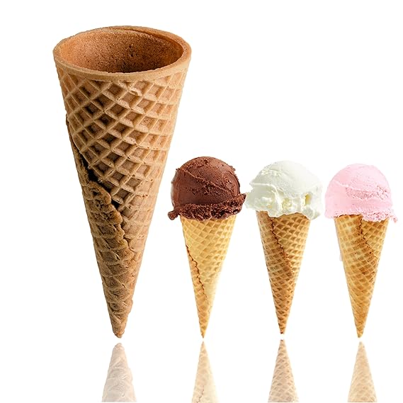 BONBON RIO STORE Sugar Cones for Ice Cream - Cones for Dessert Classic Ice cream cone Sweet, Crisp, Crunchy and Delicious Ideal for Family Gatherings, Parties (200-Pack)