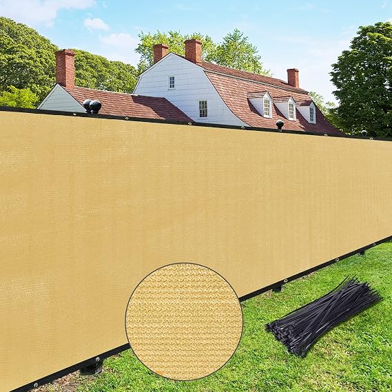 UPGRADE Privacy Fence Screen 3'x7' Sand Outdoor 90% Visibility Blockage 170 GSM Mesh Shade Cover Panels for Backyard,Balcony,Home Decoration with Zip Ties,Customized Avaliable