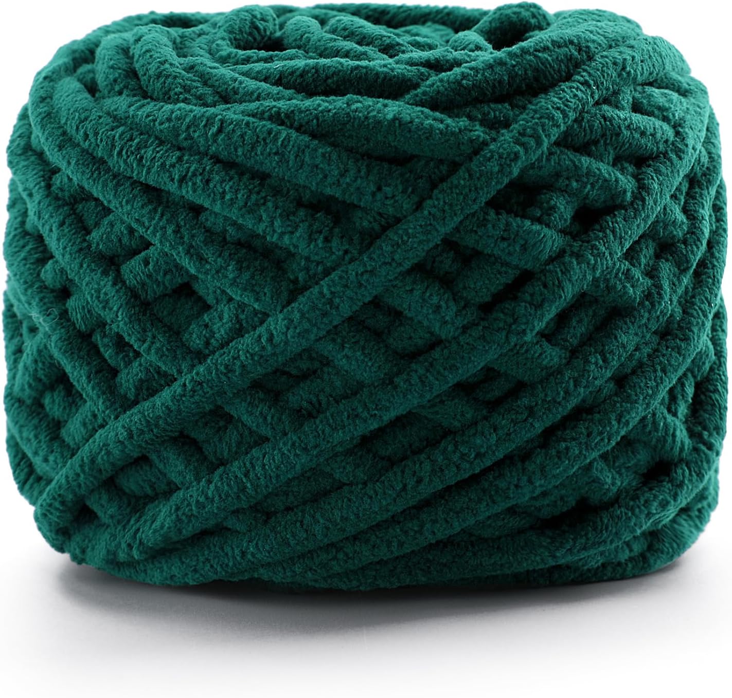 Chunky Chenille Yarn for Crocheting, Fluffy Baby Blanket Yarn for Crochet Sweater Shawl Scarf Gloves, Super Soft Amigurumi Plush Yarn 74yards3.5 Oz Blackish Green