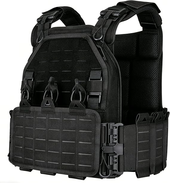 YAKEDA Tactical Outdoor Vest for Men /1000D Nylon Quick Release Laser-Cutting Modular Lightweight Vest