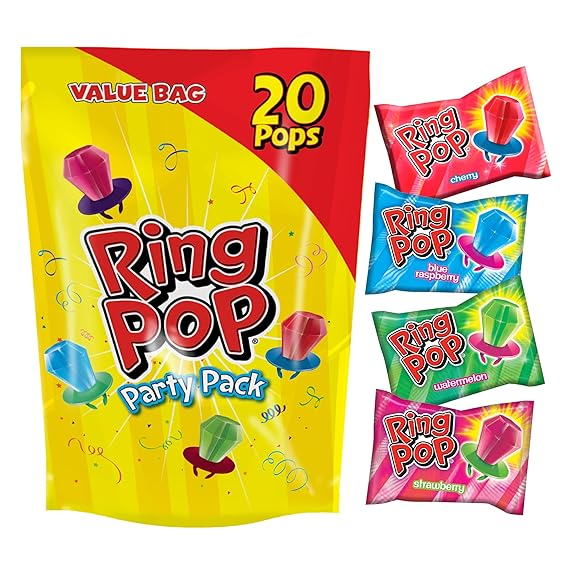 Ring Pop Lollipops - Bulk Candy Individually Wrapped Suckers Variety