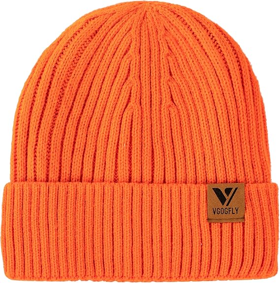 Vgogfly Lined Men Beanie Slouchy Knit Skull Cap Warm Stocking Hats Guys Women Striped Winter Beanie Hat