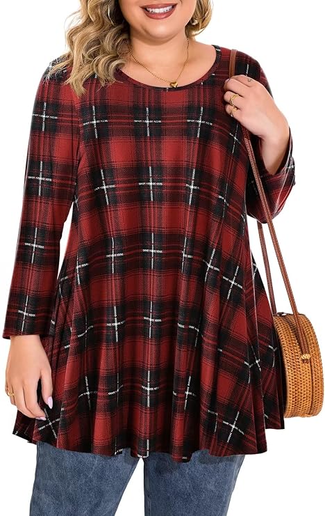 Women Plus Size Tunic Tops 3/4 Sleeve Shirts Fall Outfits