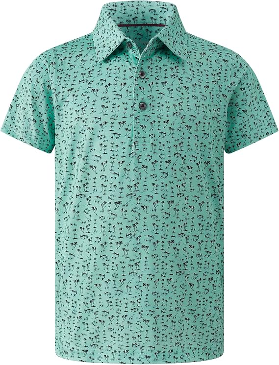 Boys Golf Shirts Short Sleeve Printed Polo for Kids 5-14