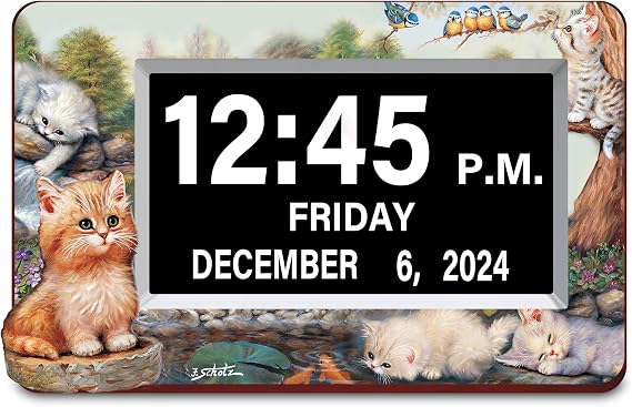 The Bradford Exchange Jurgen Scholz Kitten Art Easy-Read Digital Clock