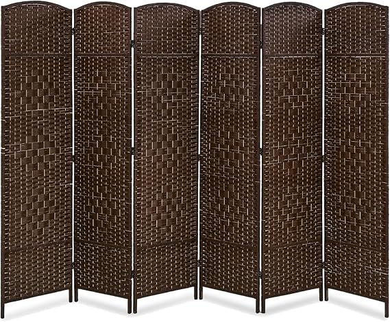 6 Panel Wood Room Divider, 6 Ft Tall Privacy Wall Divider Folding Wood Screen, Each Panel for Home Office Bedroom Restaurant, Best Home Foldable Screen, Light and Easy to Move 70.8" H 17.7" W Brown