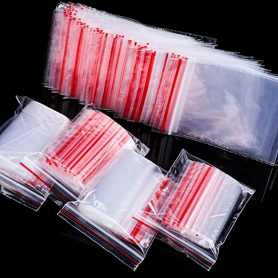 Sealable Plastic Bags Grip Seal 100 Pcs 10x15cm Medium Ziplock Resealable Clear Small Little Tiny Transparent Polythene Pouches For Beads Jewellery Food Candies