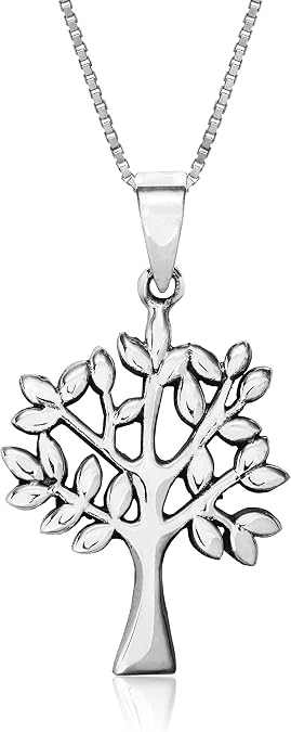 Honolulu Jewelry Company Sterling Silver Tree of Life with Antique Finish Necklace Pendant with 18" Box Chain