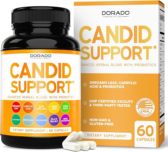 Candida Cleanse Detox (60 Count) Advanced Candida Cleanse Supplement with Probiotics Herbal Blend Extracts 11-in-1 for Women and Men Non-GMO , Third Party Tested , Gluten free & Made in USA