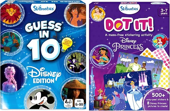 Skillmatics Guess in 10 Disney & Dot It Disney Princess Bundle, Perfect for Kids Who Love Toys, Gifts for Girls and Boys Ages 3, 4, 5, 6 and Up