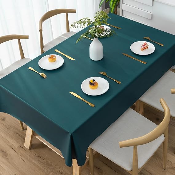 Rectangle Table Cloth,100% Waterproof Tablecloth Oil Proof Spill Proof Vinyl Table Cloth, Wipe Clean Plastic Table Cover for Dining, Camping, Indoor and Outdoor 52" x 70",Navy Blue