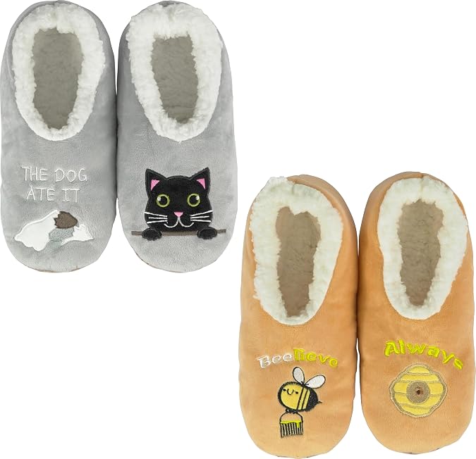 BenSorts Fuzzy Slipper Socks for Women Funny House Slippers with Grips