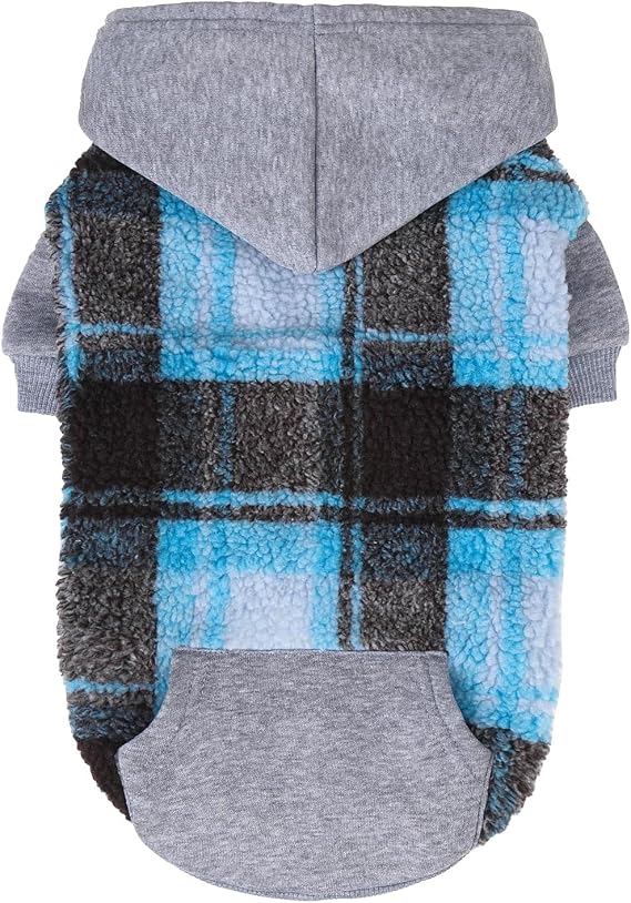 PUPTECK Dog Hoodie Puppy Sweatshirt Warm Dog Sweater Winter Clothes Cold Weather Coats for Small Medium Large Dogs, Blue, S