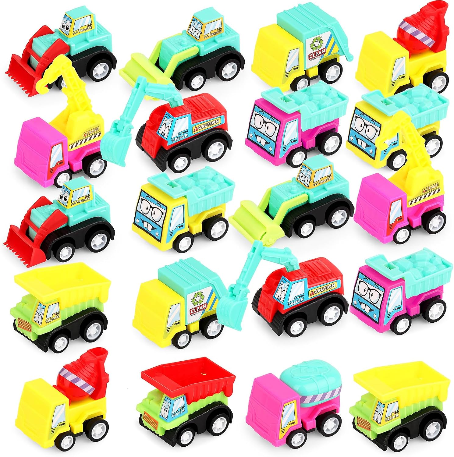 20 Piece Construction Toy Car for Boys Kids 3 4 5 6 7 8, Construction Party Favors Mini Pull Back Vehicles Small Truck Construction Excavator Sand Toys for Pinata Stuffers, Goodie Bag Stuffers