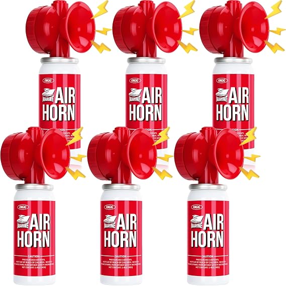 Fingig Marine Boat Air Horn 1.4oz 6pcs, Hand Held Mini Safety Horn, Sports Starting, Loud Small Compressed Blow Fog Dog Air Horn,Repels Wild Animals,Protect Yourself & Your pet, Stops Attacks(Red)