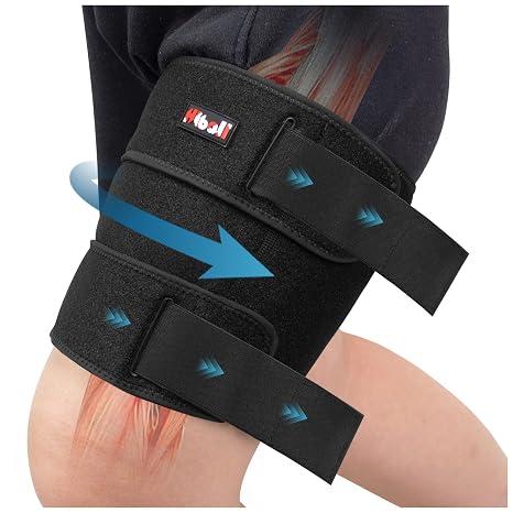 Hiball Adjustable Thigh Brace, Hamstring Compression Wrap, Thigh Compression Sleeve, Quad and Upper Leg Brace for Men & Women