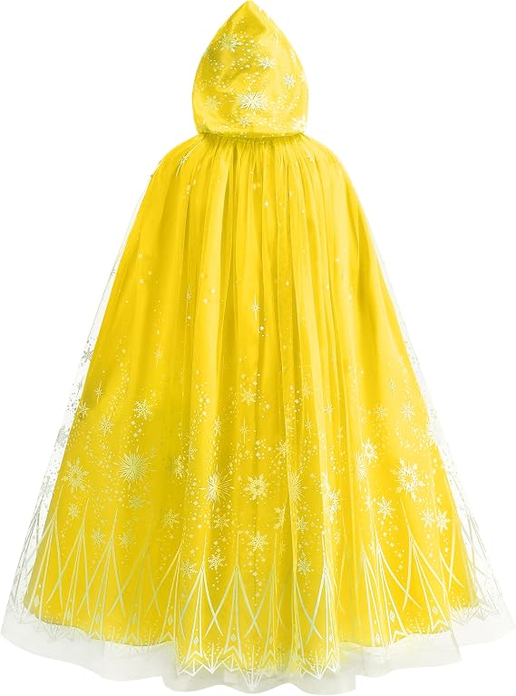 Girls Princess Cape Kids Snowflake Hooded Cloak Play Costume Halloween Party Outfit