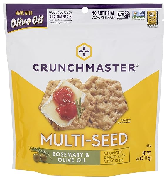 Crunchmaster, Crackers Multi Seed Rosemary Olive Oil Gluten Free, 4 Ounce
