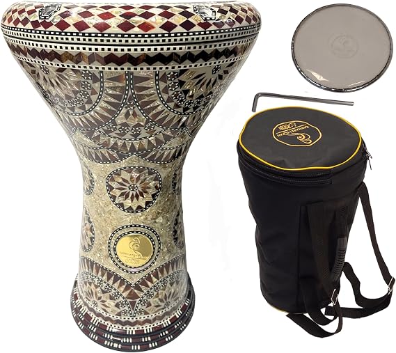 17" Darbuka Drum - Hand Drum & Percussion Instrument - Made in Egypt - Also Called Doumbek (Brown Chakras), DAR032
