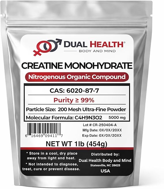 Creatine Monohydrate (1 lb) 200 Mesh Pure Micronized Powder Bulk Supplement Pre Workout, Body Building, Strength, Athletic Performance, Muscle Recovery, 5g (5000mg) Serving Size