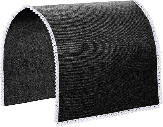 Ntomtuex Linen Couch Arm Covers - Lace Edge Non-Slip Slipcover Protectors for Leather Recliner Chair, 2 Pieces, Black