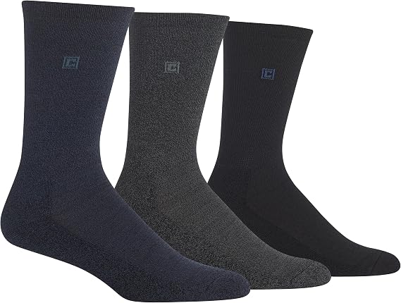 Chaps Men's Dress Crew Socks - 3 Pair Pack - Assorted Solid Color and True Rib