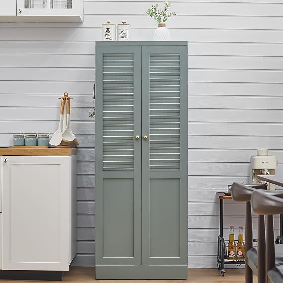 Freestanding Pantry Cabinet with 4 Adjustable Shelves for Kitchen