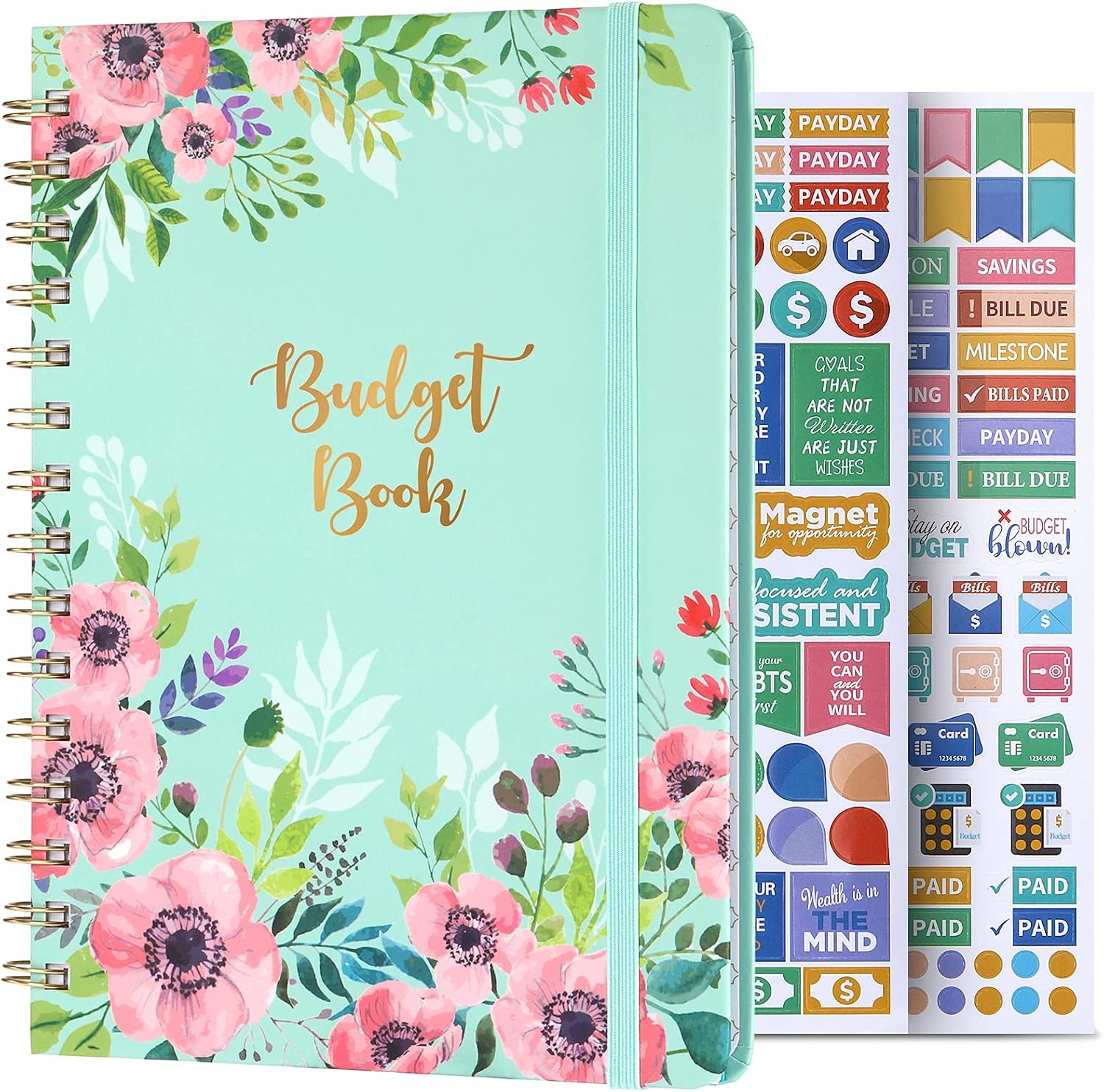 Budget Planner - Budget Book, Undated Monthly Bill Organizer with Pockets, 8.3 x 6.2, Expense Tracker Notebook, Budgeting Journal and Financial PlannerBook, Thick Paper Twin-Wire Binding