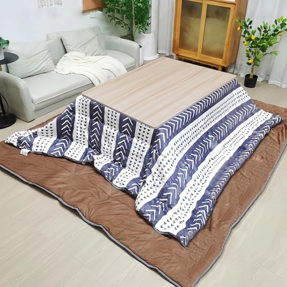 Kotatsu Table Set Japanese Furniture Floor Heated Tables Tatami Futon Comforter Coffee Dining Low Desk Blanket Mat Foot Warmer for Home Living Office Outdoor Indoor(Table/Heater/Quilt/Carpet) ( Color