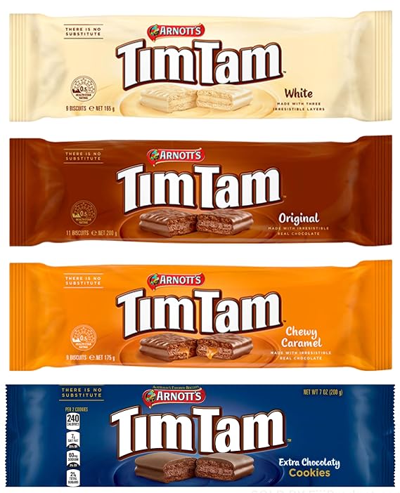 Simpler Tim Tam Cookie Biscuits (Value 4 Packs) Original Chocolate with Chewy Caramel, White & Extra Chocolaty
