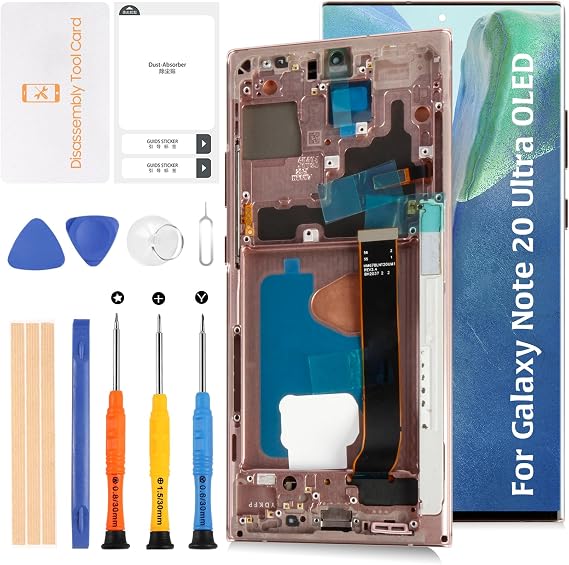 for Samsung Galaxy Note 20 Ultra 6.78" (Not OEM 6.9") OLED LCD +Frame N985 N986 Screen Display Replacement Touch Digitizer Assembly (+Mystic Bronze Frame OLED Galaxy Note 20 Ultra)