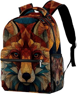 Fox Animal 2 Bookbag Travel Shoulder Bag Casual Daypack 14 Inch Plus Laptop Bag for Unisex Teens Girl Boys