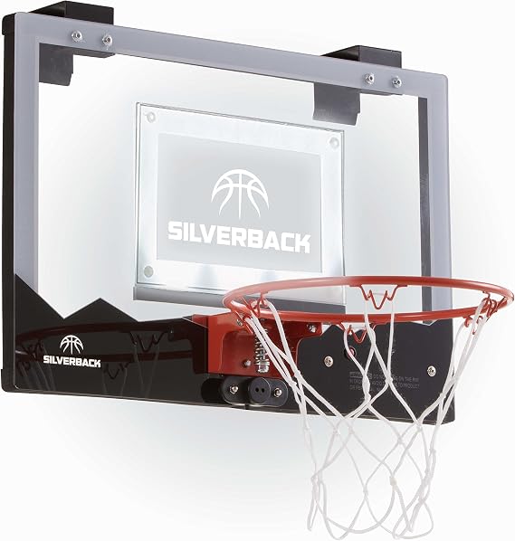 Silverback LED Light-Up Over the Door Mini Basketball Hoop - 18" - Includes Mini Basketball and Air Pump