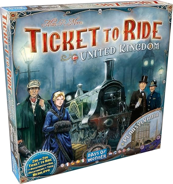 Asmodee Ticket to Ride United Kingdom + Pennsylvania Board Game Expansion - Strategy Game, Family Game for Kids & Adults, Ages 8+, 2-5 Players, 30-60 Minute Playtime