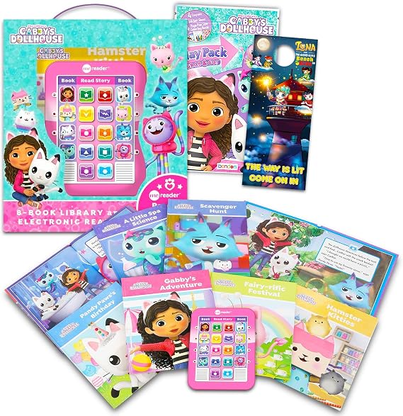 Gabby's Dollhouse Electronic Me Reader Library with Sound Book Bundle