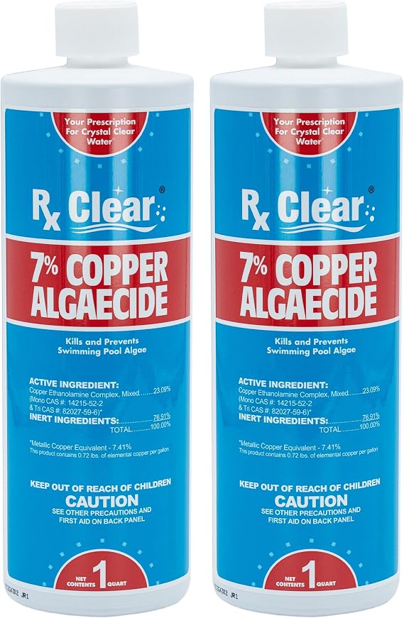 Rx Clear 7% Copper Algaecide | One Quart Bottles | 2 Pack