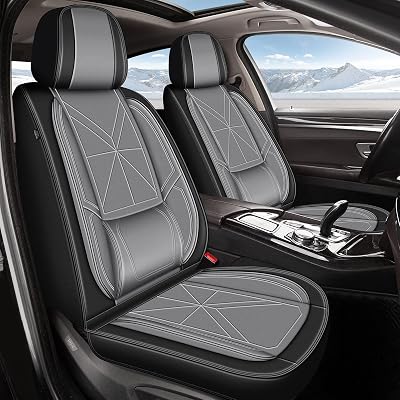 Car Seat Covers Full Set Fit for Kia Seltos 2021-2025 2026: 5 Seat Auto Interior Accessories, Waterproof Faux Leather Vehical Car Seat Cushions CoverBlack&Grey