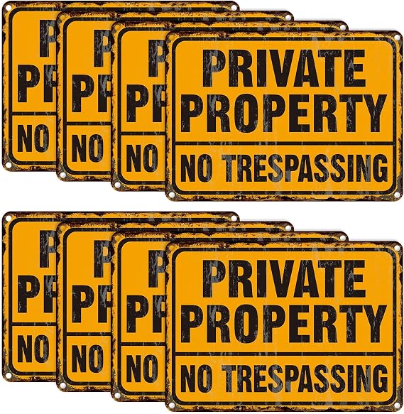 Yaocom 8 Pack No Trespassing Signs Reflective Aluminum Metal, 7x10 Inch